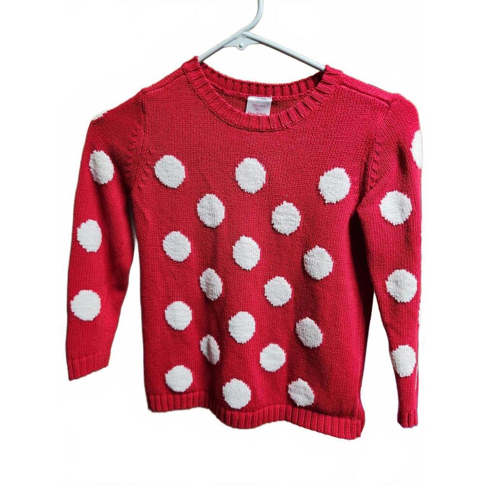 Hanna Andersson Girls Red Sweater with White Polka Dots – Size 5